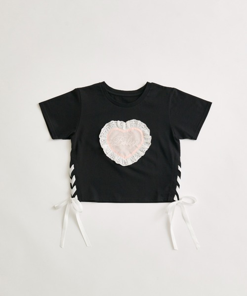 OLIVE des OLIVE(オリーブデオリーブ)の「Sastinable レースアップTシャツ(Tシャツ/カットソー・レディース・オフホワイト/ブラック/ピンク・FREE)」の20枚目の写真