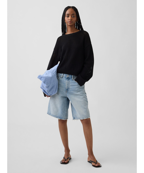 GAP(ギャップ)の「コットン100% クロシェ リラックスフィットセーター(ニット/セーター・レディース・ブラック/アイボリー・XS/S/M/L/XL/XXS)」の3枚目の写真