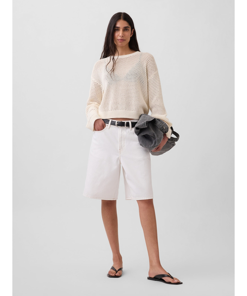 GAP(ギャップ)の「コットン100% クロシェ リラックスフィットセーター(ニット/セーター・レディース・ブラック/アイボリー・XS/S/M/L/XL/XXS)」の4枚目の写真