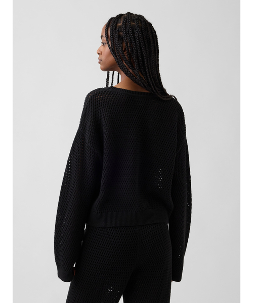 GAP(ギャップ)の「コットン100% クロシェ リラックスフィットセーター(ニット/セーター・レディース・ブラック/アイボリー・XS/S/M/L/XL/XXS)」の5枚目の写真