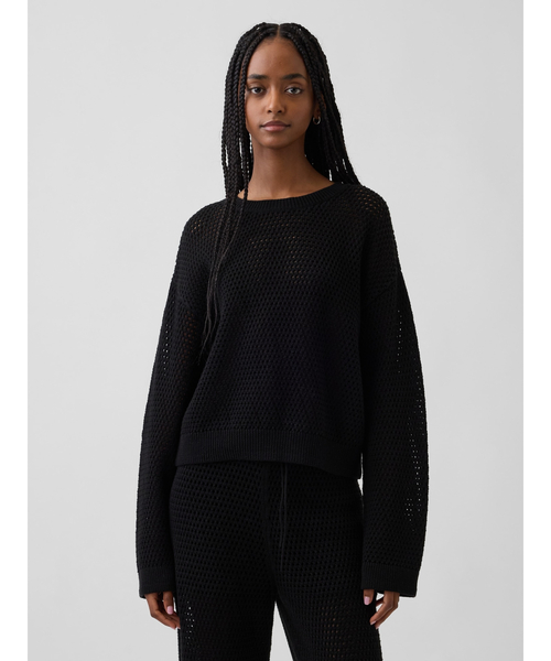 GAP(ギャップ)の「コットン100% クロシェ リラックスフィットセーター(ニット/セーター・レディース・ブラック/アイボリー・XS/S/M/L/XL/XXS)」の20枚目の写真