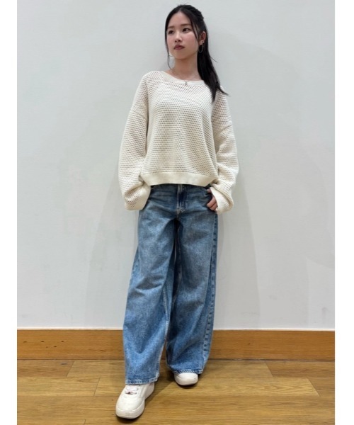 GAP(ギャップ)の「コットン100% クロシェ リラックスフィットセーター(ニット/セーター・レディース・ブラック/アイボリー・XS/S/M/L/XL/XXS)」の17枚目の写真