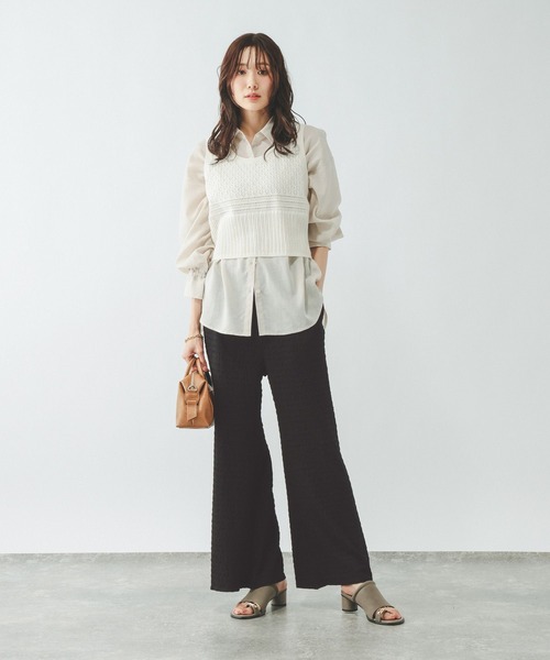 GLOBAL WORK(グローバルワーク)の「ジャガードフレアパンツ/656729(その他パンツ・レディース・ダークブラウン/ブラック・MEDIUM/LARGE)」の3枚目の写真