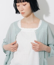 《新色追加》スクエアネックレースノースリーブ【接触冷感】