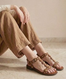 ASH | アッシュ【PHANNY】スタッズサンダル ブラウン アースカラー スエード レザー フラット 3cmヒール(サンダル)