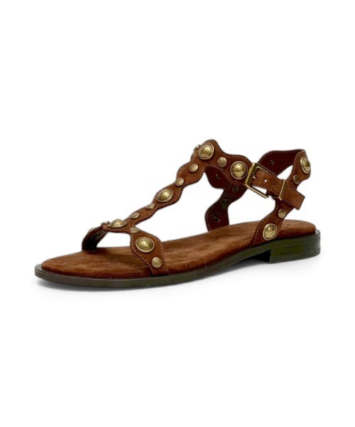 ASH（アッシュ）の「アッシュ【PHANNY】スタッズサンダル ブラウン アースカラー スエード レザー フラット 3cmヒール（サンダル・レディース・ダークブラウン・35/36/37/38/39）」の7枚目の写真