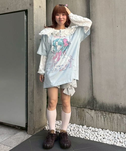 Candy Stripper（キャンディストリッパー）の「CANDY ANIME BIG Tシャツ（Tシャツ/カットソー・レディース・ピンク/ライトブルー/ブラック/オフホワイト・FREE）」の14枚目の写真