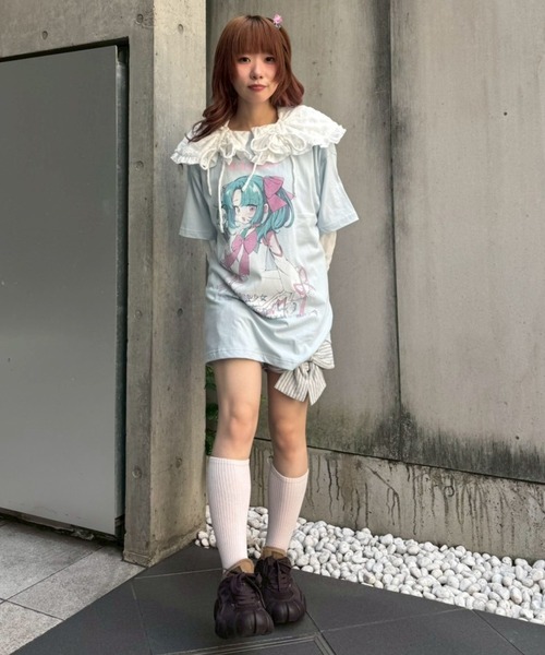 Candy Stripper（キャンディストリッパー）の「CANDY ANIME BIG Tシャツ（Tシャツ/カットソー・レディース・ピンク/ライトブルー/ブラック/オフホワイト・FREE）」の15枚目の写真
