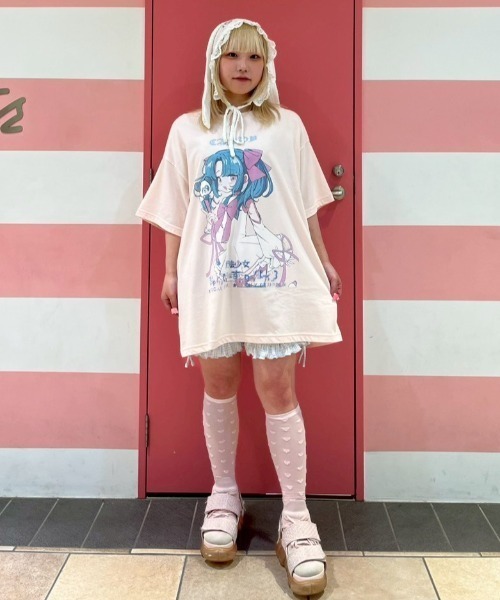 Candy Stripper（キャンディストリッパー）の「CANDY ANIME BIG Tシャツ（Tシャツ/カットソー・レディース・ピンク/ライトブルー/ブラック/オフホワイト・FREE）」の17枚目の写真