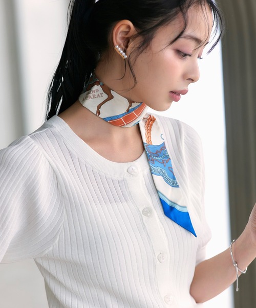 RUIRUE BOUTIQUE(ルイルエブティック)の「洗える/ストレッチ | 2WAY ラメ RIB パフカーデ | カーディガン・ニットカーディガン・トップス・ニットトップス・リブニット・サマーニット・シアートップス(カーディガン/ボレロ・レディース・グレー系1/ホワイト/ブルー系1/ピンク系1/ブラック・M/L)」の17枚目の写真