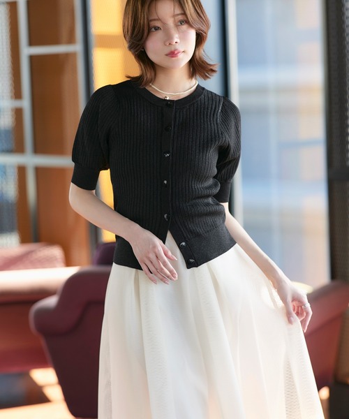 RUIRUE BOUTIQUE(ルイルエブティック)の「洗える/ストレッチ | 2WAY ラメ RIB パフカーデ | カーディガン・ニットカーディガン・トップス・ニットトップス・リブニット・サマーニット・シアートップス(カーディガン/ボレロ・レディース・グレー系1/ホワイト/ブルー系1/ピンク系1/ブラック・M/L)」の20枚目の写真