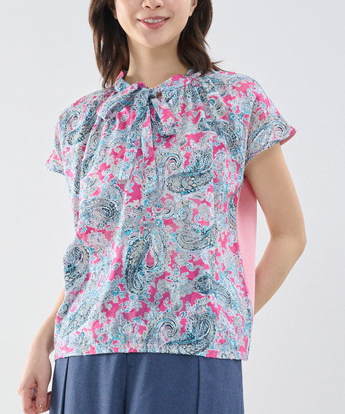 NARACAMICIE（ナラカミーチェ）の「【NARACAMICIE】ペイズリージャガードコンビリボントップス（Tシャツ/カットソー・レディース・ブラック/ピンク・M）」の10枚目の写真