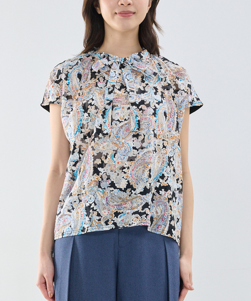 NARACAMICIE（ナラカミーチェ）の「【NARACAMICIE】ペイズリージャガードコンビリボントップス（Tシャツ/カットソー・レディース・ブラック/ピンク・M）」の15枚目の写真