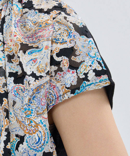 NARACAMICIE（ナラカミーチェ）の「【NARACAMICIE】ペイズリージャガードコンビリボントップス（Tシャツ/カットソー・レディース・ブラック/ピンク・M）」の16枚目の写真