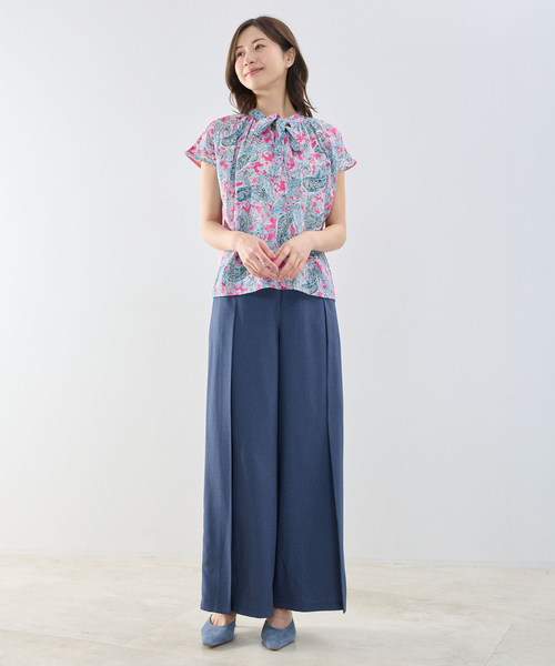 NARACAMICIE（ナラカミーチェ）の「【NARACAMICIE】ペイズリージャガードコンビリボントップス（Tシャツ/カットソー・レディース・ブラック/ピンク・M）」の11枚目の写真