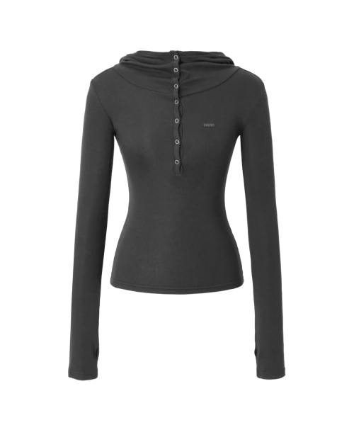 KHAKIPOINT（カーキポイント）の「High-neck Hooded Top (charcoal)（パーカー・レディース・その他・FREE）」の2枚目の写真