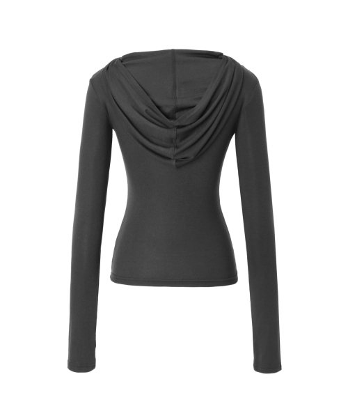 KHAKIPOINT（カーキポイント）の「High-neck Hooded Top (charcoal)（パーカー・レディース・その他・FREE）」の3枚目の写真