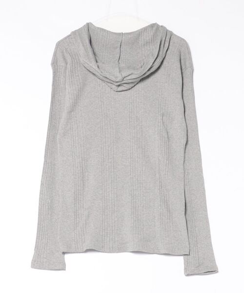 Never mind the XU / Chikashitsu+(ネバーマインド ザ エックスユー / チカシツプラス)の「【nmtc+】hooded henry neck long sleeve / 【エヌエムティーシープラス】フード付きヘンリーネック長袖Tシャツ(Tシャツ/カットソー・メンズ・グレー/ブラック・ONE SIZE)」の3枚目の写真