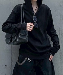 Never mind the XU / Chikashitsu+ | 【nmtc+】hooded henley neck long sleeve / 【エヌエムティーシープラス】フード付きヘンリーネック長袖Tシャツ(Tシャツ/カットソー)