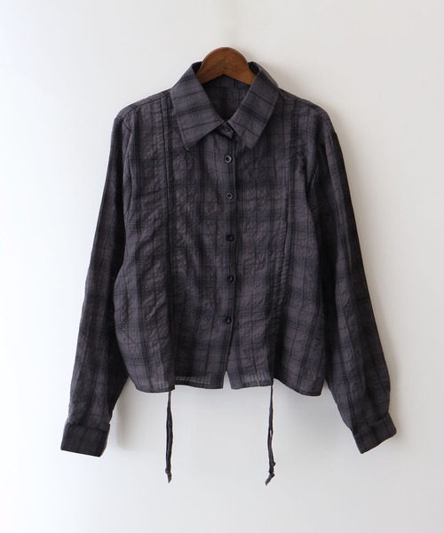 SpRay(スプレイ)の「チェックフロントシャーリングシャツ(シャツ/ブラウス・レディース・ホワイト/チャコールグレー/ブラック/ブルー・FREE)」の3枚目の写真