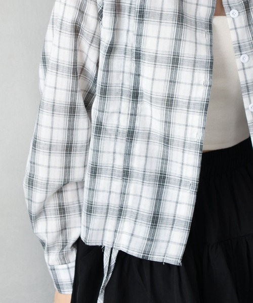 SpRay(スプレイ)の「チェックフロントシャーリングシャツ(シャツ/ブラウス・レディース・ホワイト/チャコールグレー/ブラック/ブルー・FREE)」の14枚目の写真