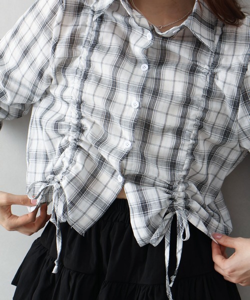 SpRay(スプレイ)の「チェックフロントシャーリングシャツ(シャツ/ブラウス・レディース・ホワイト/チャコールグレー/ブラック/ブルー・FREE)」の15枚目の写真