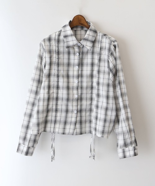 SpRay(スプレイ)の「チェックフロントシャーリングシャツ(シャツ/ブラウス・レディース・ホワイト/チャコールグレー/ブラック/ブルー・FREE)」の16枚目の写真
