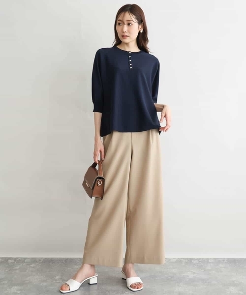 MK MICHEL KLEIN（エムケーミッシェルクラン）の「[UVカット/接触冷感/洗える]金釦フレアシルエットドルマンニット（ニット/セーター・レディース・レッド/ネイビー/ベージュ・38）」の10枚目の写真