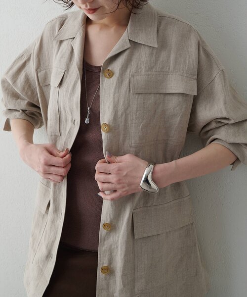 Whim Gazette(ウィムガゼット)の「リネンポケットジャケット(テーラードジャケット・レディース・キャメル/ベージュ・FREE)」の11枚目の写真