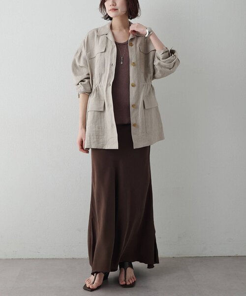 Whim Gazette(ウィムガゼット)の「リネンポケットジャケット(テーラードジャケット・レディース・キャメル/ベージュ・FREE)」の10枚目の写真