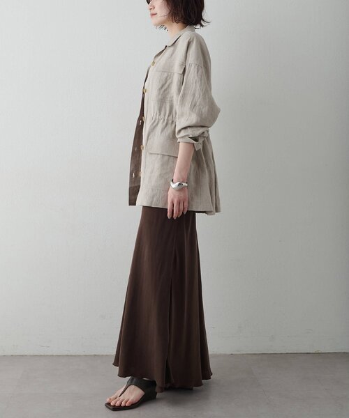 Whim Gazette(ウィムガゼット)の「リネンポケットジャケット(テーラードジャケット・レディース・キャメル/ベージュ・FREE)」の5枚目の写真