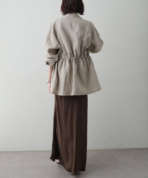 Whim Gazette(ウィムガゼット)の「リネンポケットジャケット(テーラードジャケット・レディース・キャメル/ベージュ・FREE)」の6枚目の写真