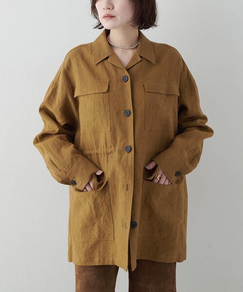 Whim Gazette(ウィムガゼット)の「リネンポケットジャケット(テーラードジャケット・レディース・キャメル/ベージュ・FREE)」の13枚目の写真