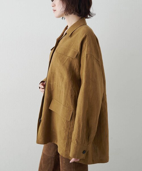 Whim Gazette(ウィムガゼット)の「リネンポケットジャケット(テーラードジャケット・レディース・キャメル/ベージュ・FREE)」の16枚目の写真