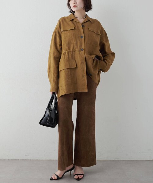 Whim Gazette(ウィムガゼット)の「リネンポケットジャケット(テーラードジャケット・レディース・キャメル/ベージュ・FREE)」の12枚目の写真