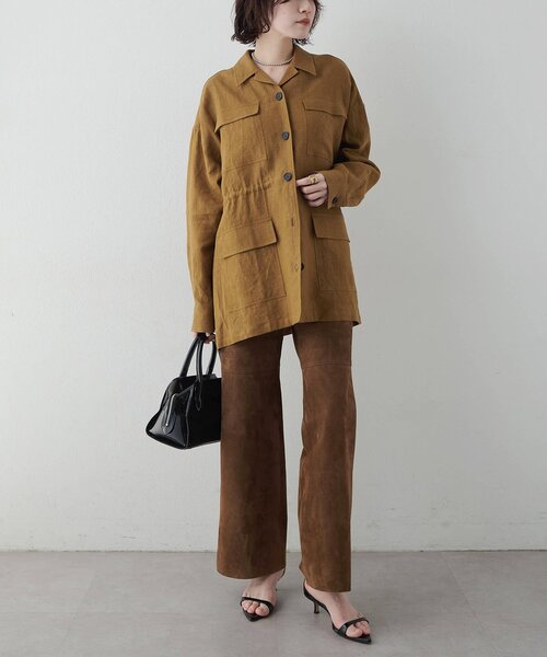 Whim Gazette(ウィムガゼット)の「リネンポケットジャケット(テーラードジャケット・レディース・キャメル/ベージュ・FREE)」の22枚目の写真
