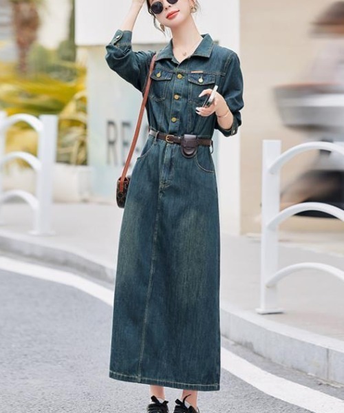 semplice（センプリチェ）の「デニムワンピ【韓国ファッション】（ワンピース・レディース・ブルー・XL/L/M/S）」の3枚目の写真