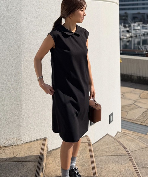 ST.ROONEY(セントルーニー)の「スカラップバックワンピース|ミディ(膝丈)【低身長・小柄女性向け】(ワンピース・レディース・ライトブルー/ブラック/ホワイト/ピンク/ネイビー/ベージュ・XS)」の10枚目の写真