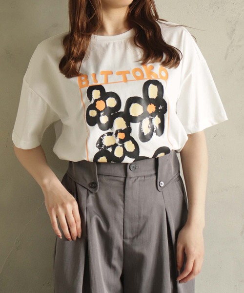 BITTOKO(ビットコ)の「冷感bittokoプリントT(Tシャツ/カットソー・レディース・ホワイト/オレンジ/ブラック/カーキ・FREE)」の2枚目の写真