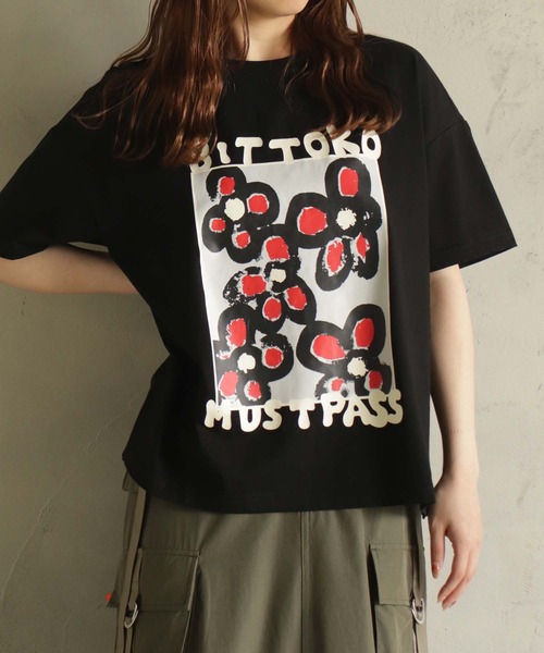 BITTOKO(ビットコ)の「冷感bittokoプリントT(Tシャツ/カットソー・レディース・ホワイト/オレンジ/ブラック/カーキ・FREE)」の1枚目の写真