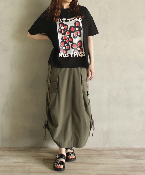 BITTOKO(ビットコ)の「冷感bittokoプリントT(Tシャツ/カットソー・レディース・ホワイト/オレンジ/ブラック/カーキ・FREE)」の6枚目の写真