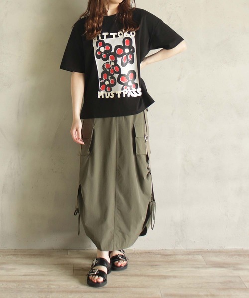 BITTOKO(ビットコ)の「冷感bittokoプリントT(Tシャツ/カットソー・レディース・ホワイト/オレンジ/ブラック/カーキ・FREE)」の7枚目の写真