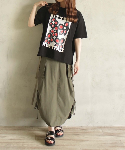 BITTOKO(ビットコ)の「冷感bittokoプリントT(Tシャツ/カットソー・レディース・ホワイト/オレンジ/ブラック/カーキ・FREE)」の10枚目の写真