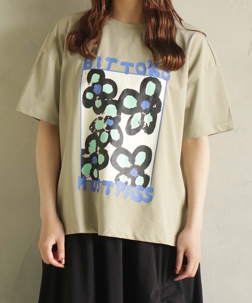 BITTOKO(ビットコ)の「冷感bittokoプリントT(Tシャツ/カットソー・レディース・ホワイト/オレンジ/ブラック/カーキ・FREE)」の19枚目の写真