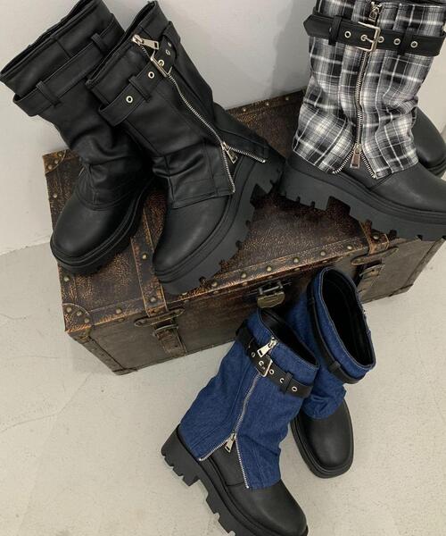 cs T&P(シーエスティーアンドピー)の「ベルト付きカバーブーツ(ブーツ・レディース・ブラック・L/S/M/LL)」の4枚目の写真
