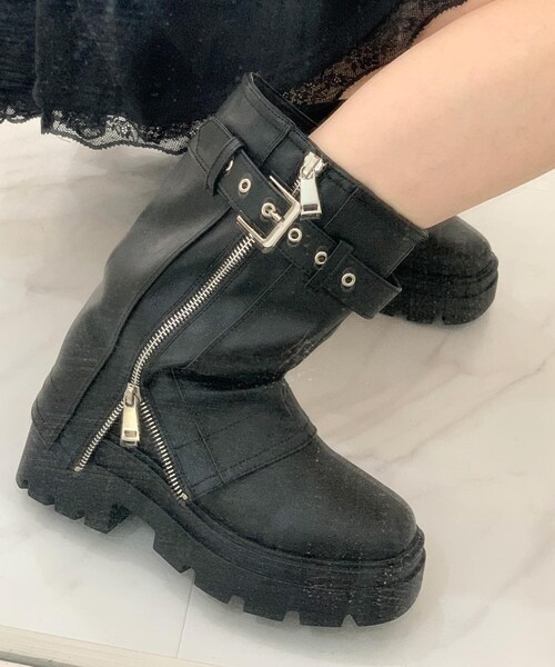 cs T&P(シーエスティーアンドピー)の「ベルト付きカバーブーツ(ブーツ・レディース・ブラック・L/S/M/LL)」の6枚目の写真