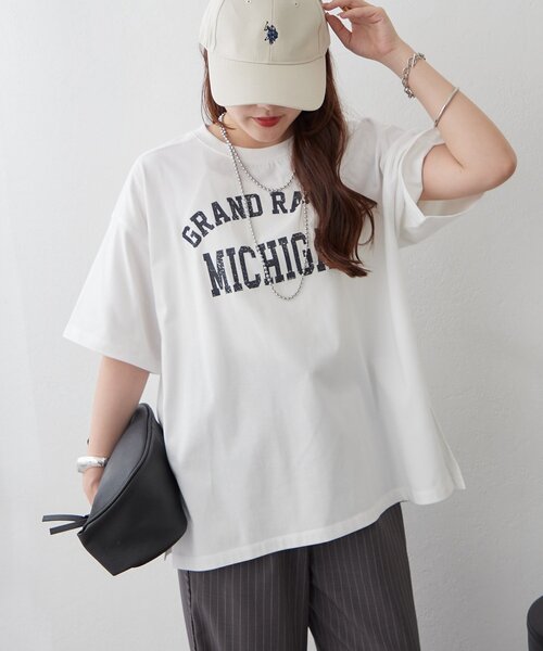 Remind me and forever(リマインドミーアンドフォーエバー)の「《サスティナブル》ロゴTシャツ(Tシャツ/カットソー・レディース・スミクロ/オフホワイト/アイボリー・FREE)」の3枚目の写真