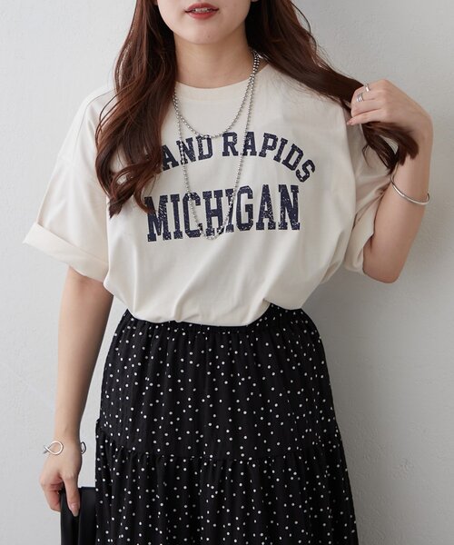Remind me and forever(リマインドミーアンドフォーエバー)の「《サスティナブル》ロゴTシャツ(Tシャツ/カットソー・レディース・スミクロ/オフホワイト/アイボリー・FREE)」の8枚目の写真