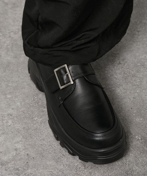 Alfred Alex(アルフレッドアレックス)の「【Alfred Alex】+5cm Chunky High-Sole Belt Sneaker Loafer / ハイソール ベルトスニーカーローファー(ローファー・メンズ・ブラック・L/M/S)」の3枚目の写真