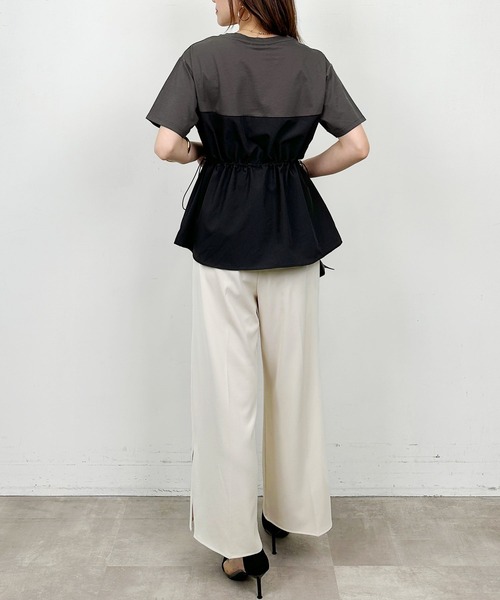 PICCIN(ピッチン)の「布帛ドッキングTシャツ(Tシャツ/カットソー・レディース・オフホワイト/チャコールグレー・M)」の19枚目の写真